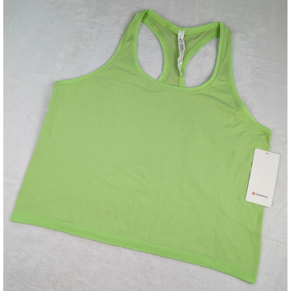 Lululemon Swiftly Tech RB Tank 2.0 Race Women 18 Green Neon Stripe LW1CN3S NWT